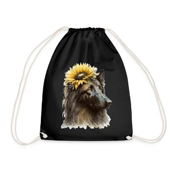 Cute Belgian Sheepdog Sunflower Dog Breed Pet Pupp - Turnbeutel - Schwarz - Vorne