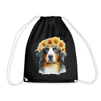 Mignon Bernese Mountain Sunflower Dog Breed Pet Pupp - Sac de sport léger - noir - Devant