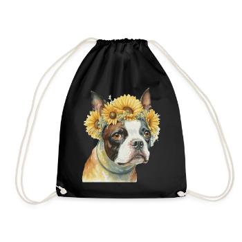 Mignon Boston Terrier Sunflower Dog Breed Pet Puppy - Sac de sport léger - noir - Devant