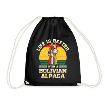 Bolivia flag Bolivian alpaca lovers - Drawstring Bag - black - Front