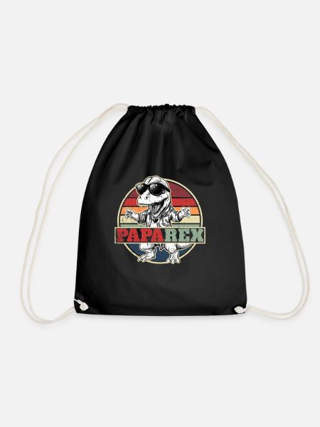 Papa Rex Dinosaurier Retro Dino Vatertag Geschenk - Turnbeutel - Schwarz
