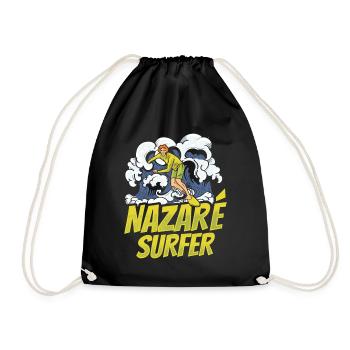 Nazaré Surfer Wellen Surfen Surfing - Turnbeutel - Schwarz - Vorne
