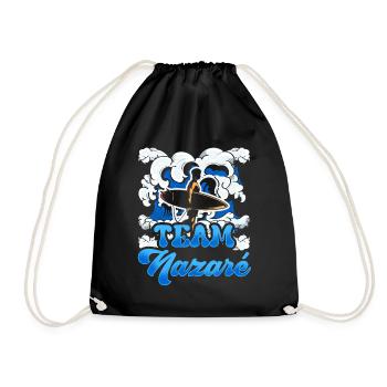 Team Nazaré Surfing Surfer Surfing Waves - Drawstring Bag - black - Front