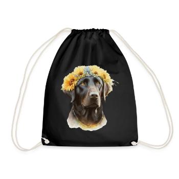 Watercolor Black Labrador Retriever Sunflower Dog - Turnbeutel - Schwarz - Vorne