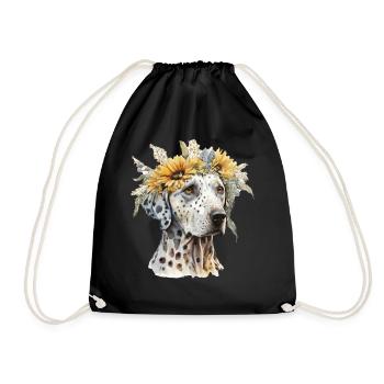 Mignon Dalmatien Chien Tournesol Race Pet Chiot - Sac de sport léger - noir - Devant