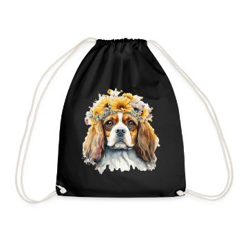 Cavalier King Charles Épagneul Race de chien de tournesol - Sac de sport léger - noir - Devant