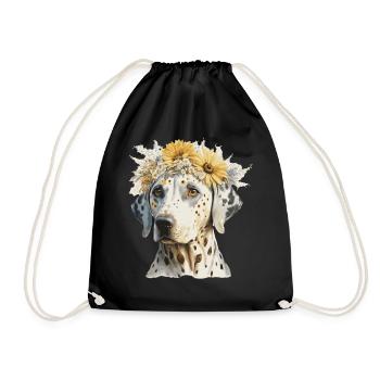 Aquarelle Dalmatien Tournesol Chien Race Pet Puppy - Sac de sport léger - noir - Devant