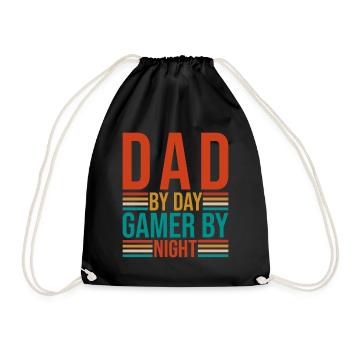 Papa le jour Gamer la nuit - Lustiger Gamer Spruch - Sac de sport léger - noir - Devant