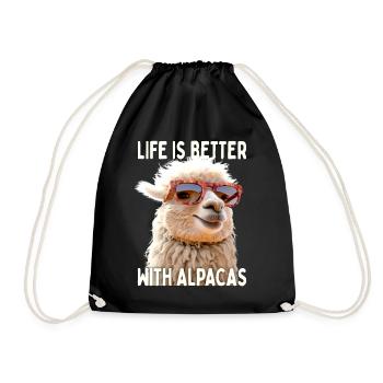 Alpaka Life Is Better With Alpacas Lama Alpakas - Turnbeutel - Schwarz - Vorne