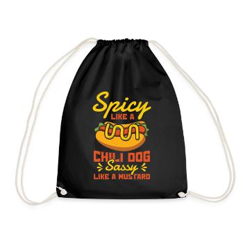 Chili Dog Hot dog Sausage Fastfood - Drawstring Bag - black - Front