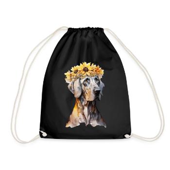 Watercolor Great Dane Sunflower Dog Breed Pet Pupp - Drawstring Bag - black - Front
