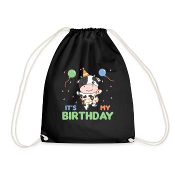 Vache pour anniversaire pour les enfants c’est mon anniversaire - Sac de sport léger - noir - Devant