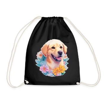 Chien Labrador Retriever avec motif de couronne de fleurs - Sac de sport léger - noir - Devant