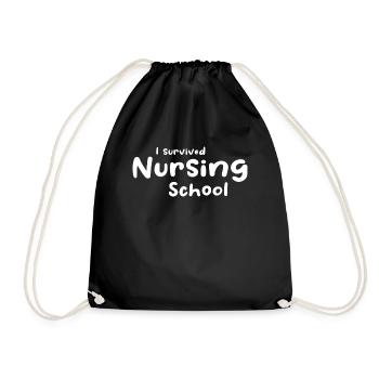 Nurse - I Survived Nursing School - Drawstring Bag - black - Front