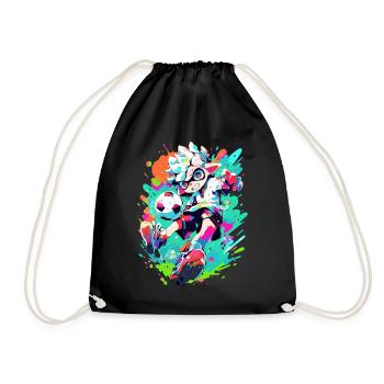 Funky footballer in cool street art gaming look - Drawstring Bag - black - Front
