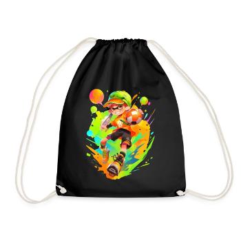 Table de baby-foot de dessin animé cool dans le style de jeu de street art - Sac de sport léger - noir - Devant