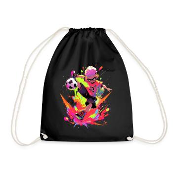 Cool Cartoon Footballer - Street Art Gaming Design - Drawstring Bag - black - Front