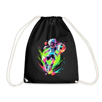 Funky cartoon footballer in street art gaming flair - Drawstring Bag - black - Front