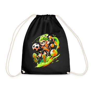 Cool cartoon footballer in street art gaming style - Drawstring Bag - black - Front