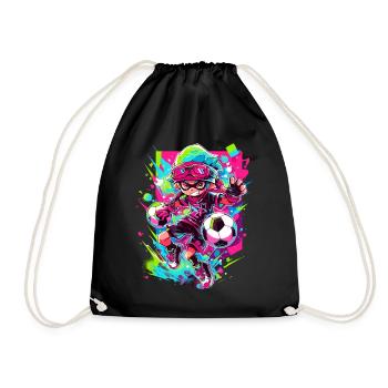 Street art gaming meets cartoon footballers - Drawstring Bag - black - Front