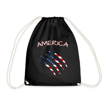 America, Claws, Cuts, Amerika, USA, American Flag  - Turnbeutel - Schwarz - Vorne