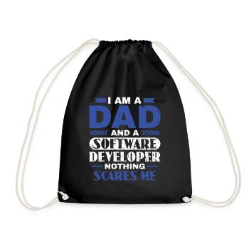 Software Developer Dad - Software Programmer - Drawstring Bag - black - Front