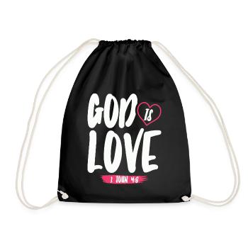Gott Ist Liebe Christlicher Bibelvers Glaube - Turnbeutel - Schwarz - Vorne