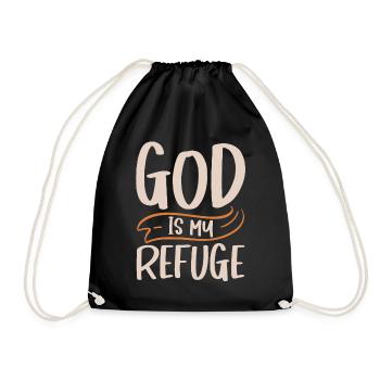 God Is My Refuge Christian Bible Verse - Drawstring Bag - black - Front