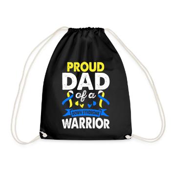 Father of Down Syndrome Warrior Consciousness Yellow - Drawstring Bag - black - Front
