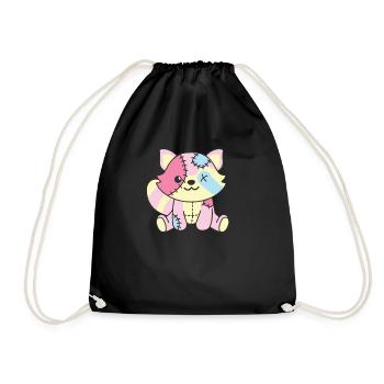 Kawaii Gothic Raccoon Pastel Gothic - Drawstring Bag - black - Front