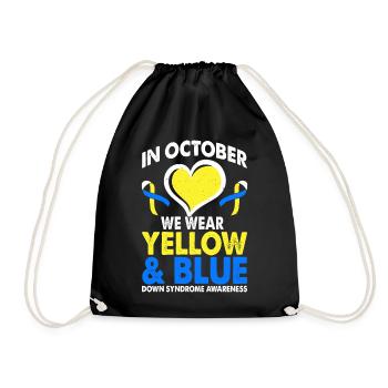 In October we wear the yellow and blue - Drawstring Bag - black - Front