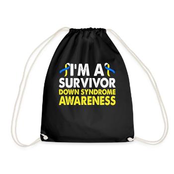Survivor Down Syndrome Awareness Month Gelb-blaues - Drawstring Bag - black - Front