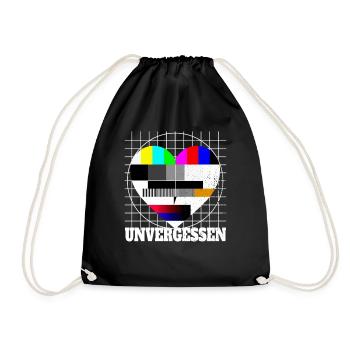 Testbild Herz Unvergessen TV 90er Party 80er Jahre - Turnbeutel - Schwarz - Vorne