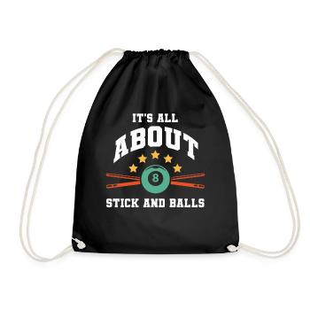 Billiard Poolbillard Snooker Verein Club Billard - Turnbeutel - Schwarz - Vorne