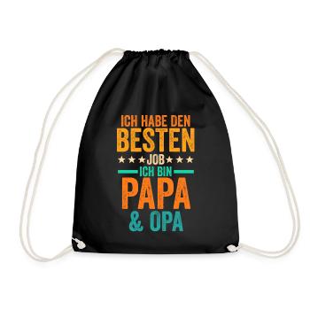 Ich Habe Den Besten Job Ich Bin Papa Und Opa - Turnbeutel - Schwarz - Vorne