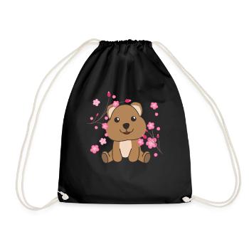 Quokka cute animals for children kawaii - Drawstring Bag - black - Front