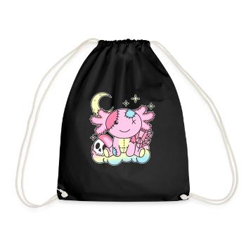 Kawaii Gothic Axolotl Pastel Gothic Goth - Drawstring Bag - black - Front