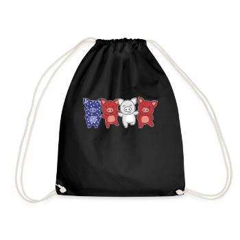 Schwein für den vierten Juli USA Flagge Schweine - Turnbeutel - Schwarz - Vorne