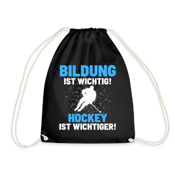 HOCKEY IST WICHTIGER! Eishockey Hockey - Turnbeutel - Schwarz - Vorne