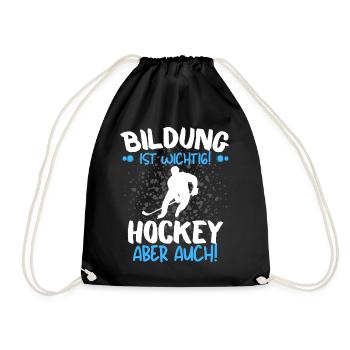 HOCKEY IST WICHTIGER! Eishockey Hockey - Turnbeutel - Schwarz - Vorne