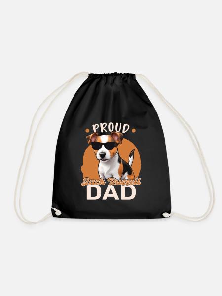 Proud Jack Russell Dad - Drawstring Bag - black