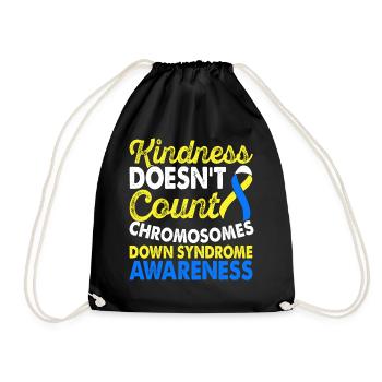 Chromosomal Down Syndrome Awareness Month Yellow - Drawstring Bag - black - Front