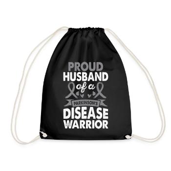 Husband of Parkinson's disease warrior - Drawstring Bag - black - Front