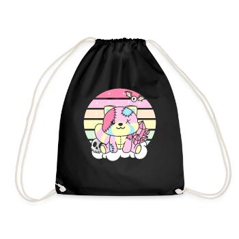 Kawaii Gothic Red Panda Pastel Colors Gothic - Drawstring Bag - black - Front