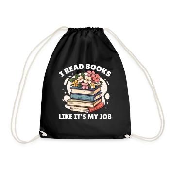 Book lover design with books for literature - Drawstring Bag - black - Front