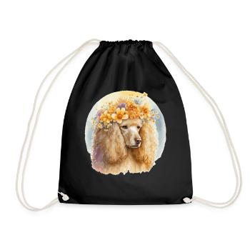 Cute Poodle Sunflower Dog Breed Pet Puppy - Turnbeutel - Schwarz - Vorne