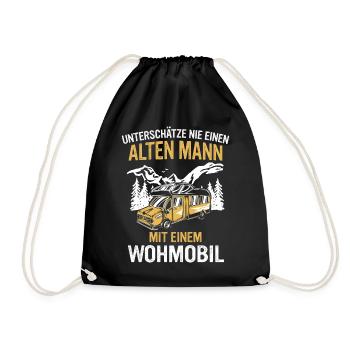 Camping Wohnwagen Camper - Turnbeutel - Schwarz - Vorne