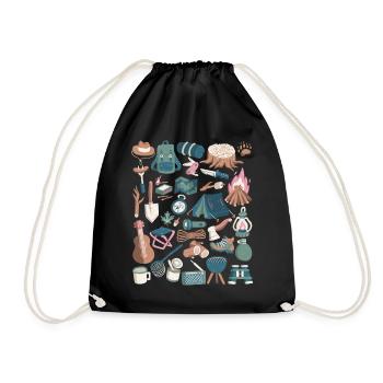 Camping - Drawstring Bag - black - Front