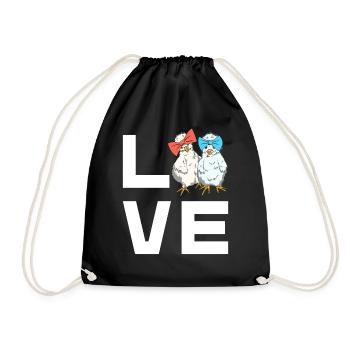 Silk Chickens Love Lettering Silk Chicken Design - Drawstring Bag - black - Front