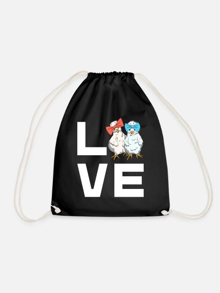 Seidenhühner Love Schriftzug Seidenhuhn Design - Turnbeutel - Schwarz
